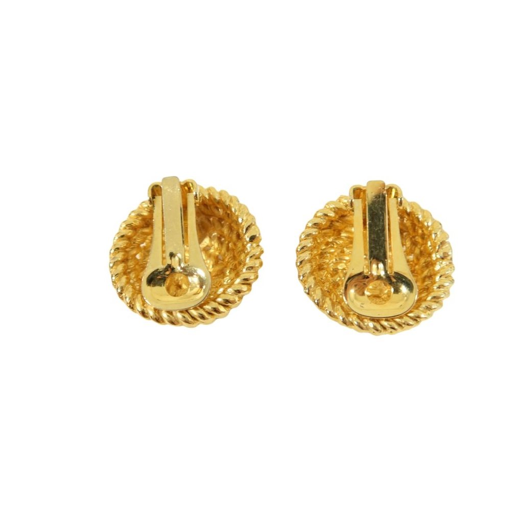 VINTAGE Goldtone Domed Rope Coil Textured 1" Clip-On Earrings Unsigned - Picture 4 of 4